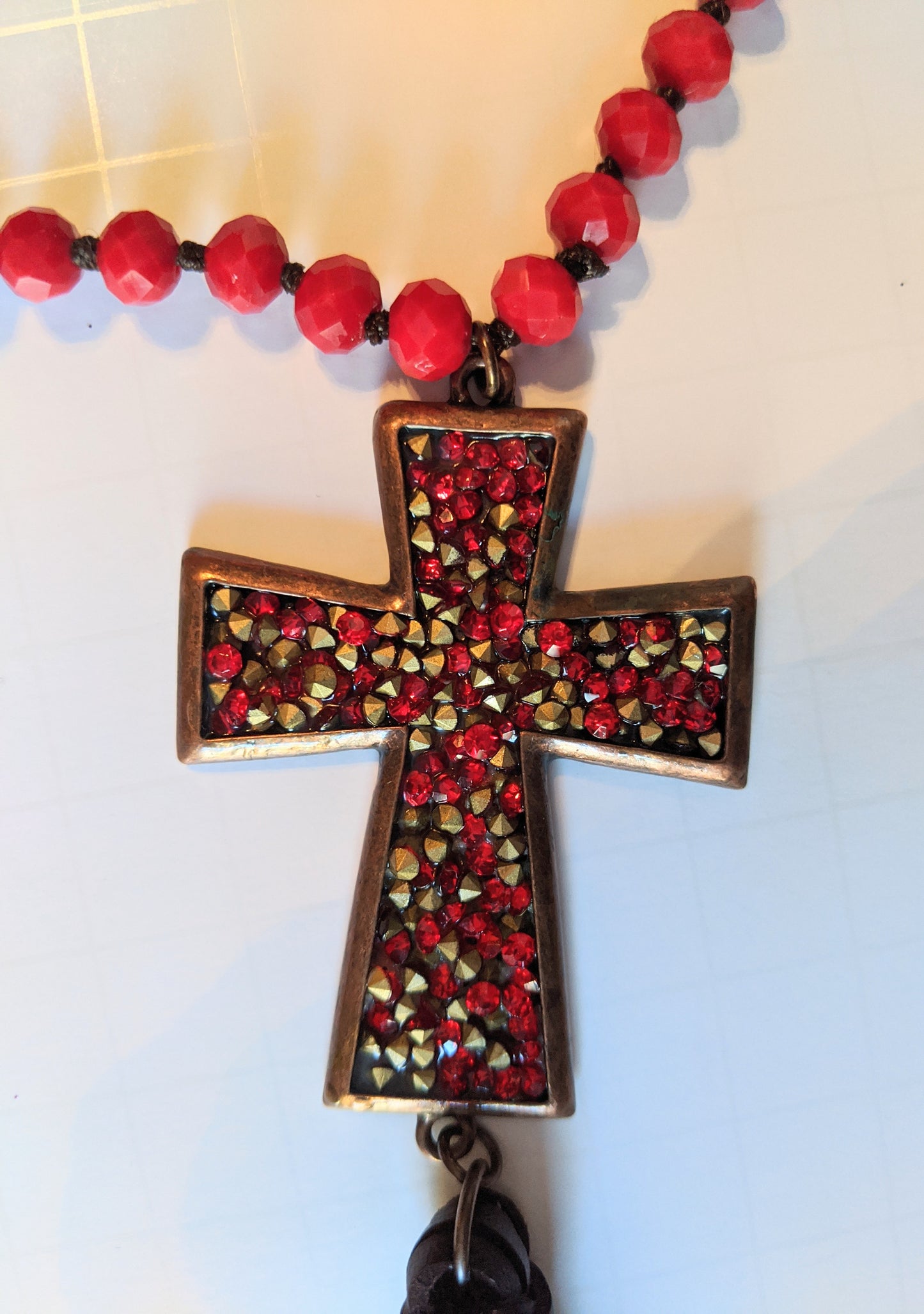 Ruby Red Cross Necklace