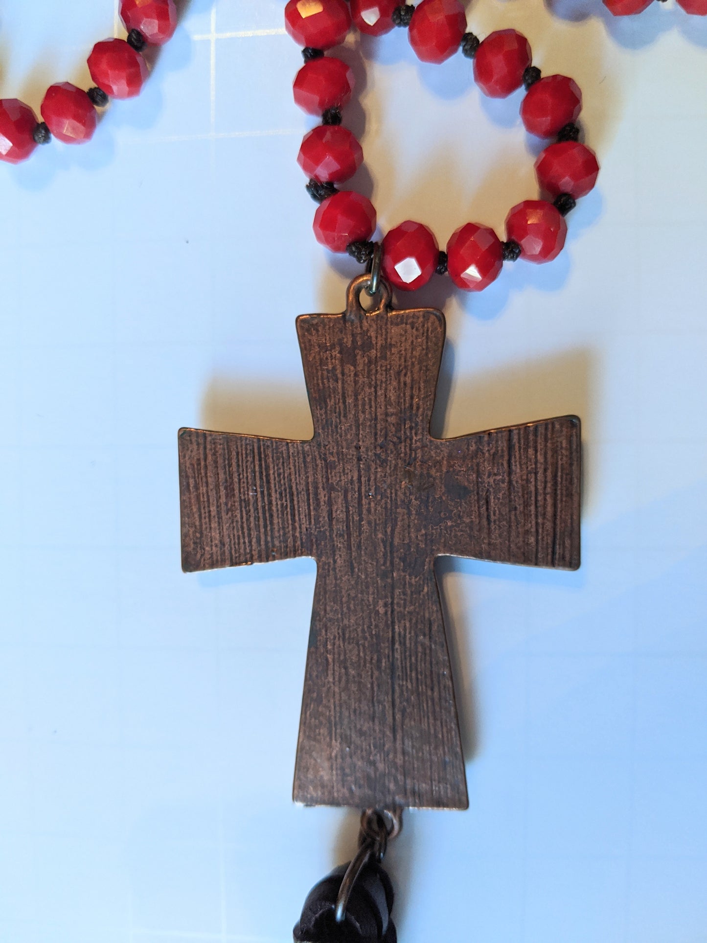 Ruby Red Cross Necklace