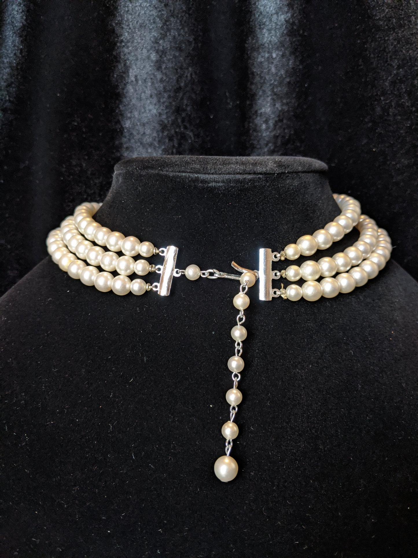 Faux Pearl Necklace Three Tier