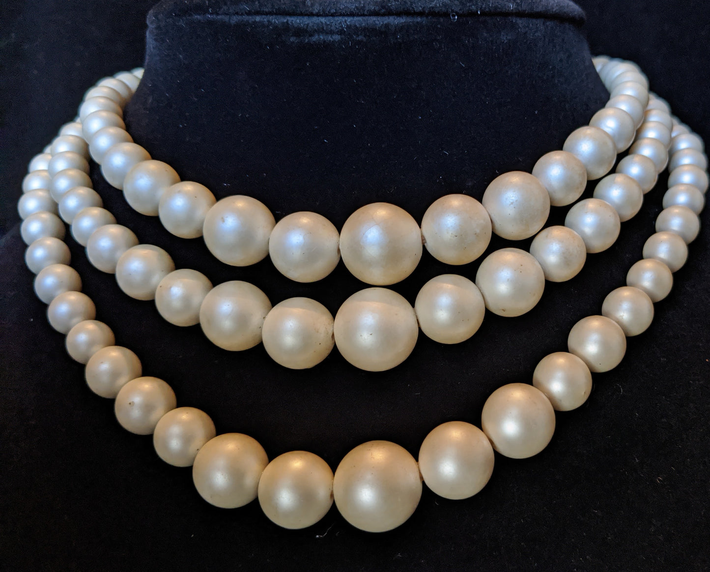 Faux Pearl Necklace Three Tier