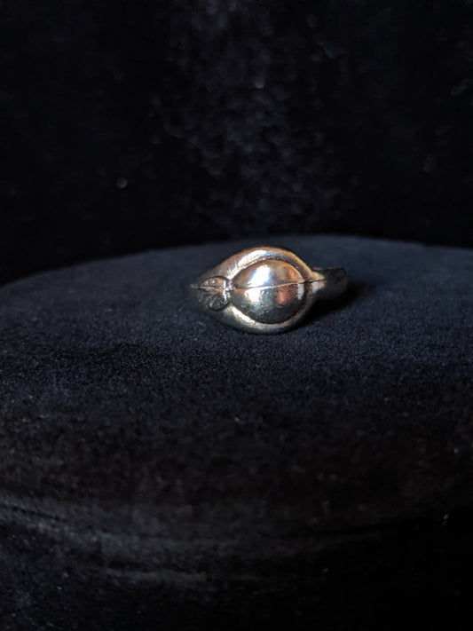 Silver Tone Ring with Peach