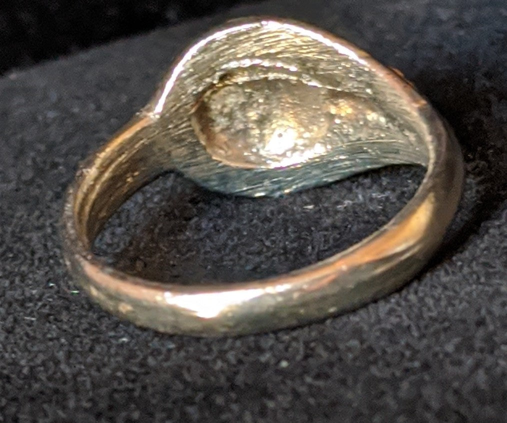 Silver Tone Ring with Peach