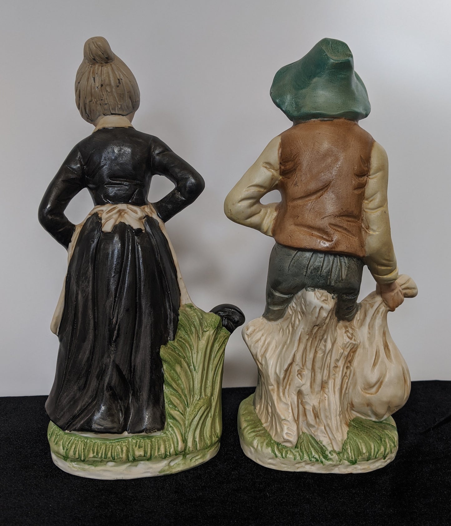 Bisque Farming Couple Figurines