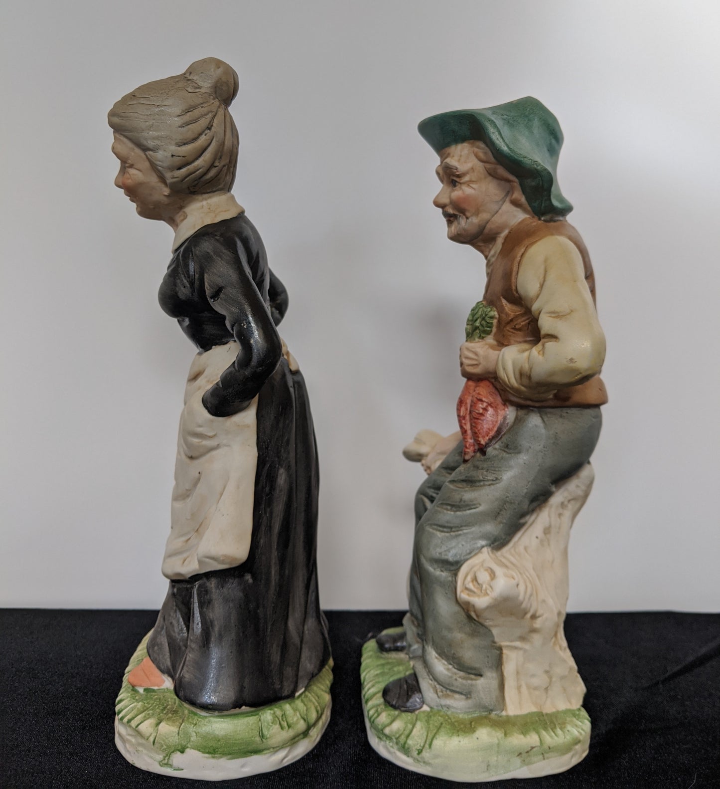 Bisque Farming Couple Figurines