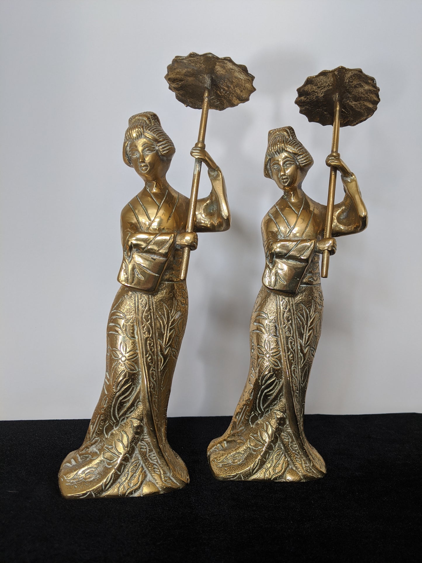 Asian Brass Geisha Figurines