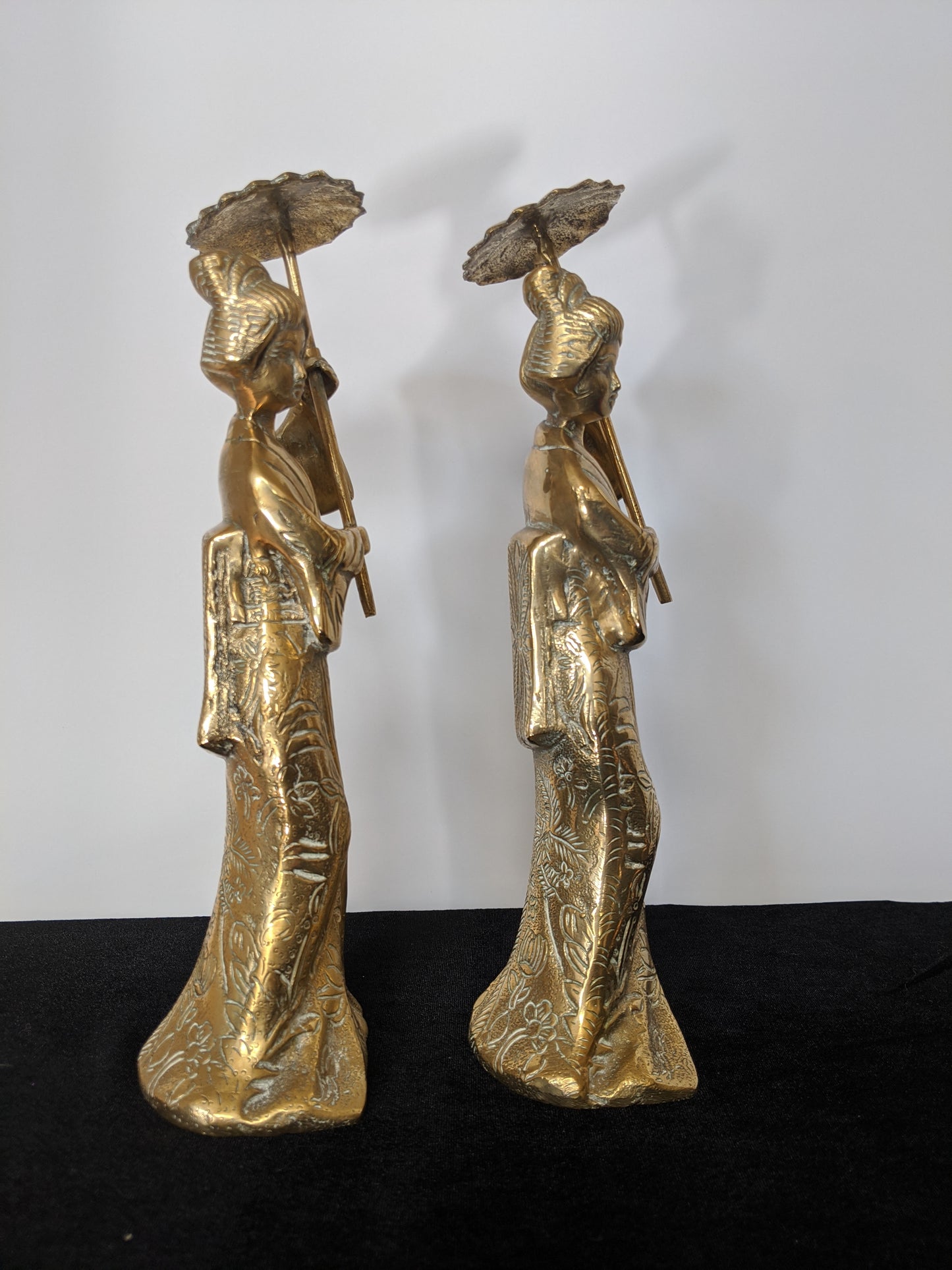 Asian Brass Geisha Figurines