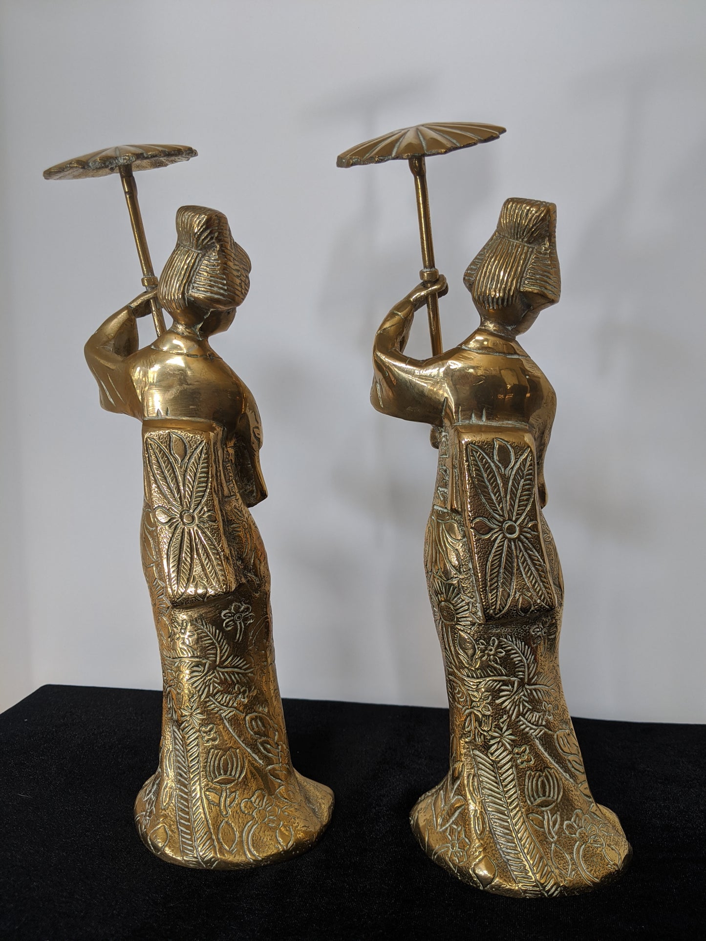 Asian Brass Geisha Figurines