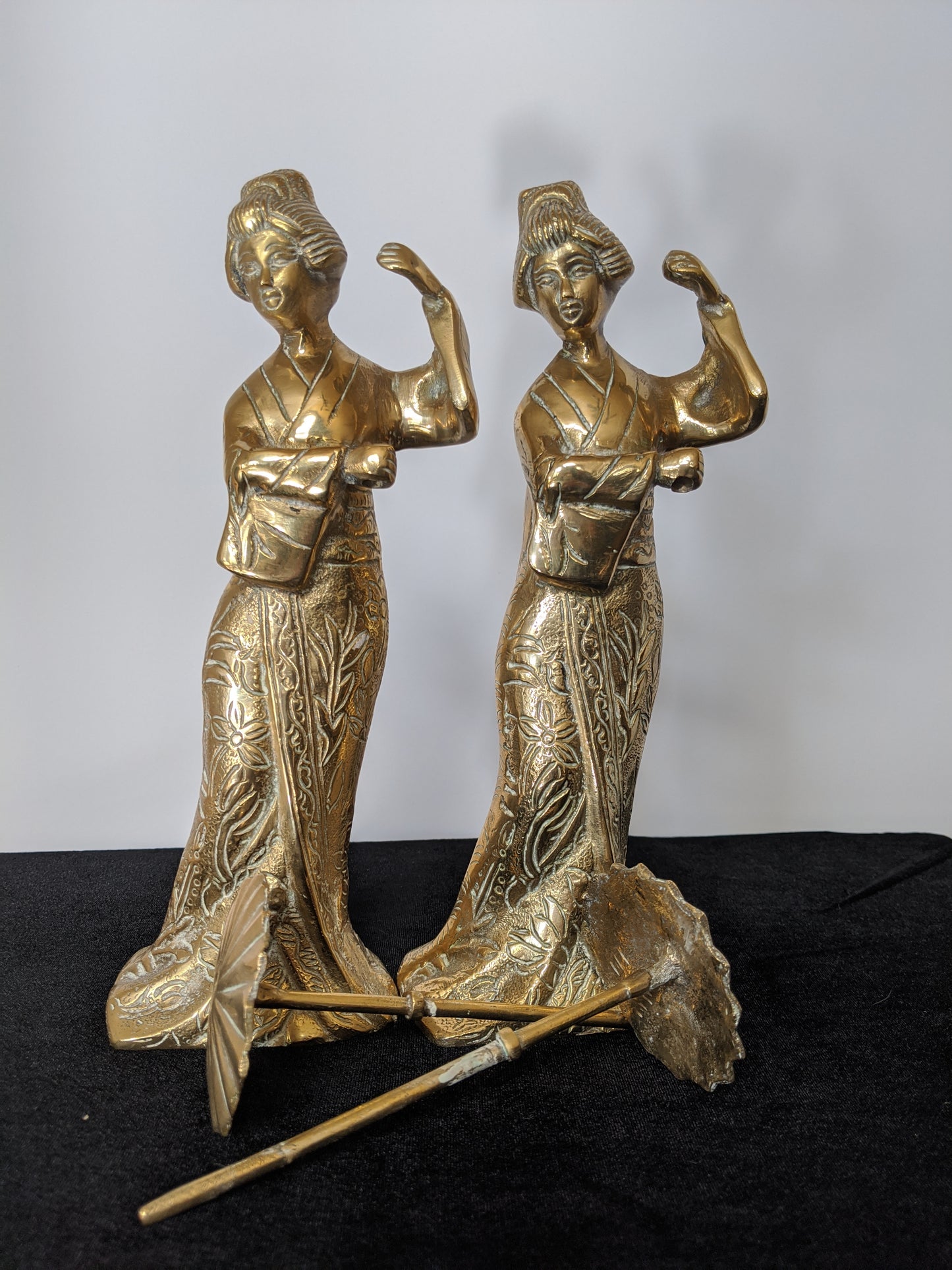 Asian Brass Geisha Figurines