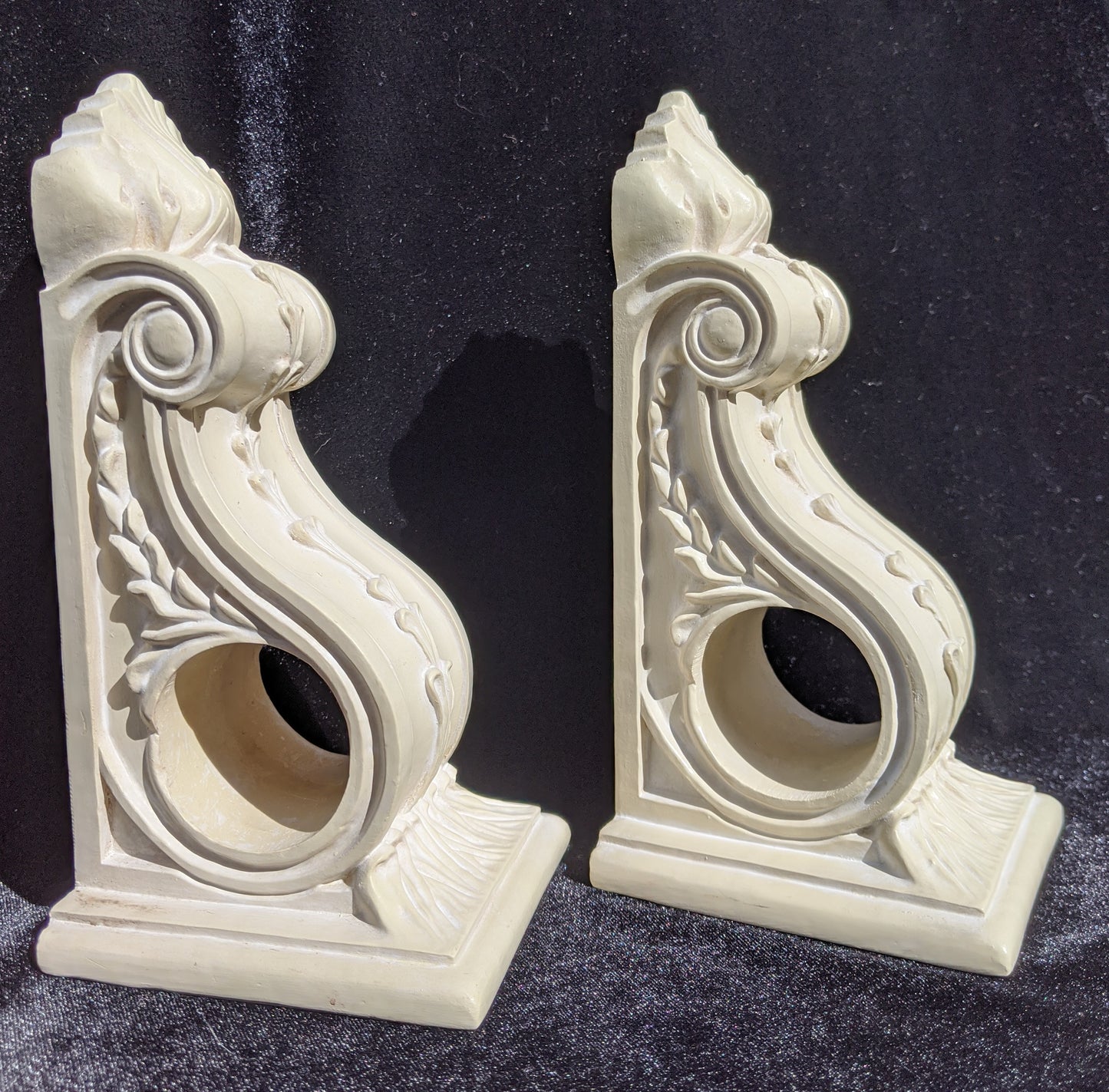 Vintage Pair of Decorative Scroll Drapery Corbels