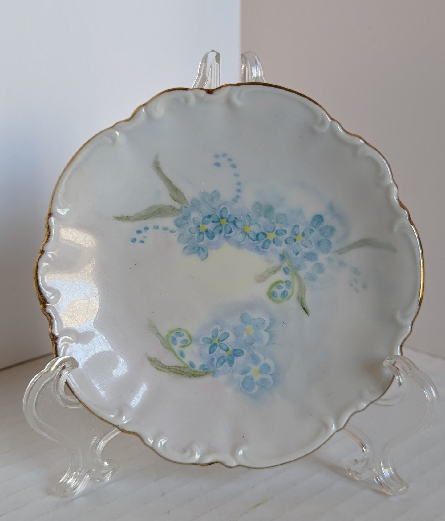 Dainty Vintage Trinket Dish with Blue Flowers