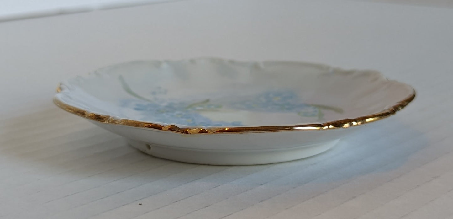 Dainty Vintage Trinket Dish with Blue Flowers