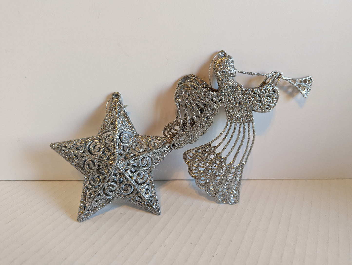 Silver Glitter Holiday Ornaments