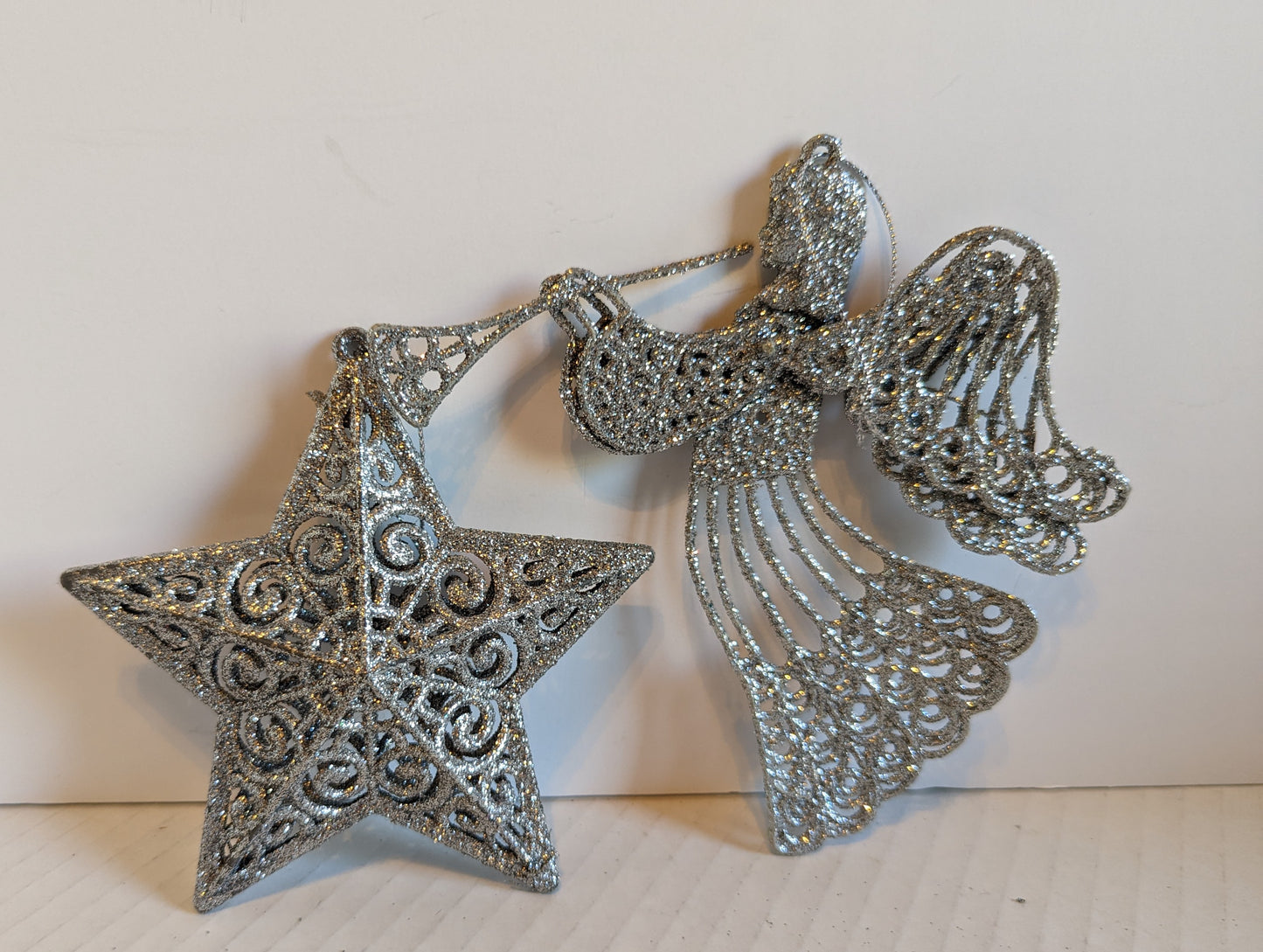 Silver Glitter Holiday Ornaments