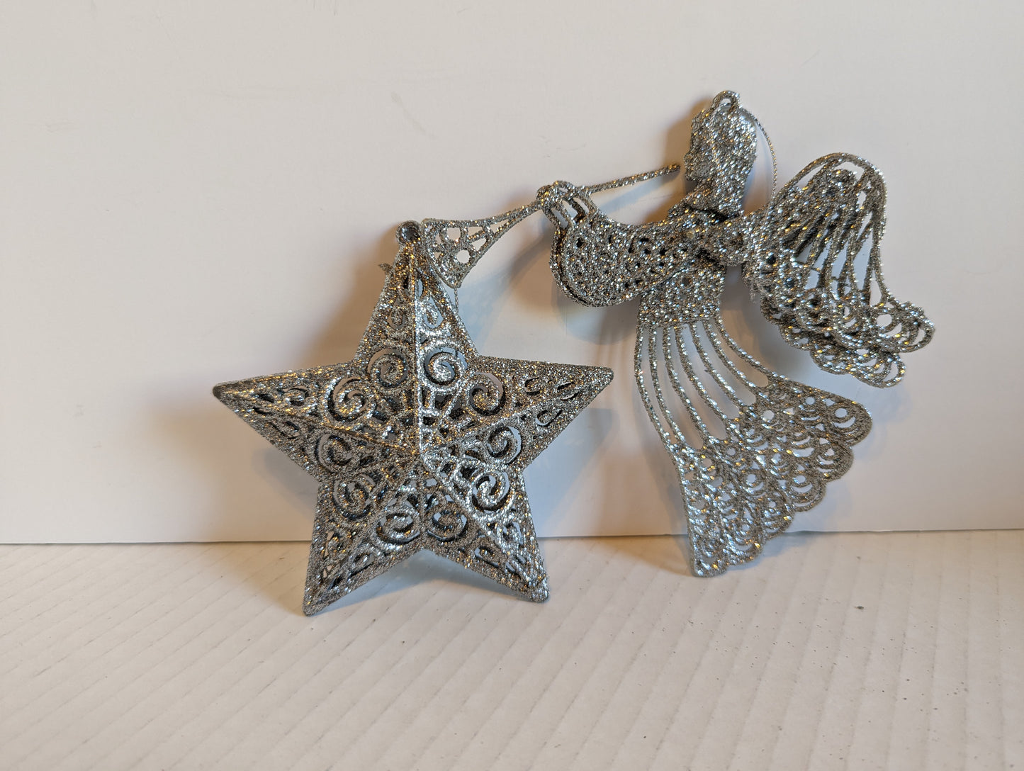 Silver Glitter Holiday Ornaments