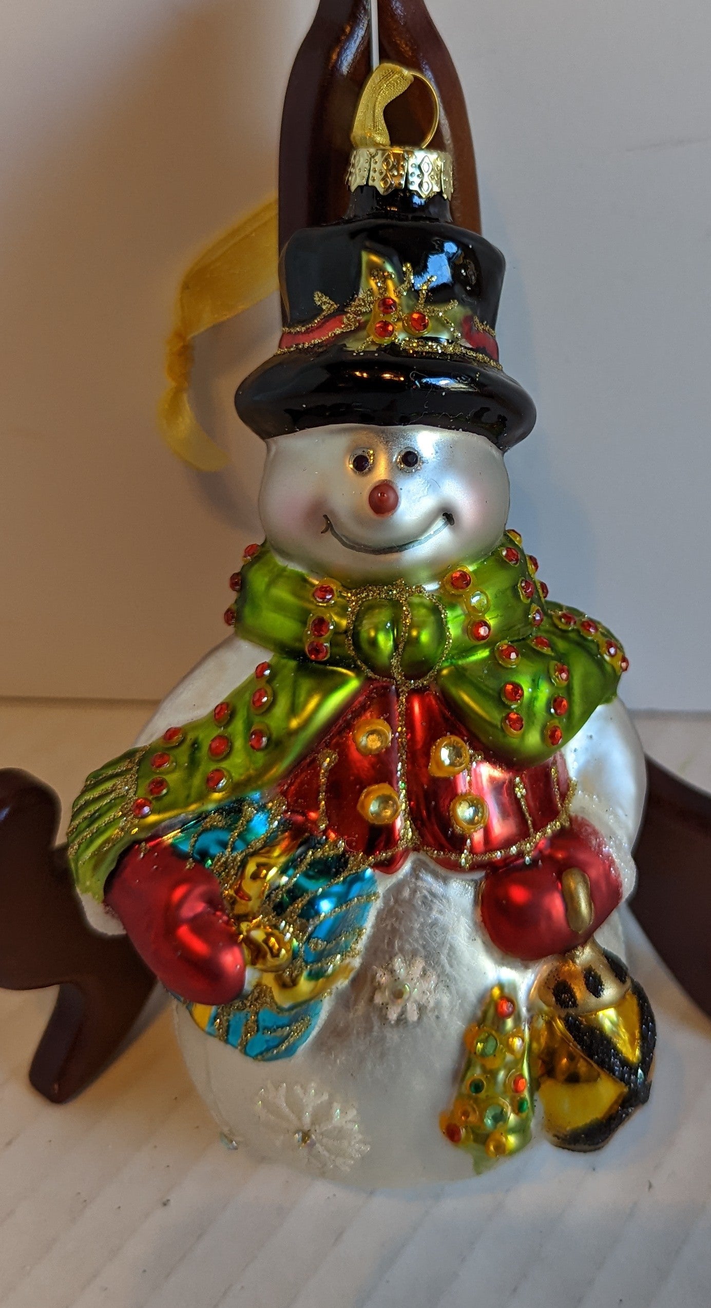 Vintage Glass Snowman Ornament