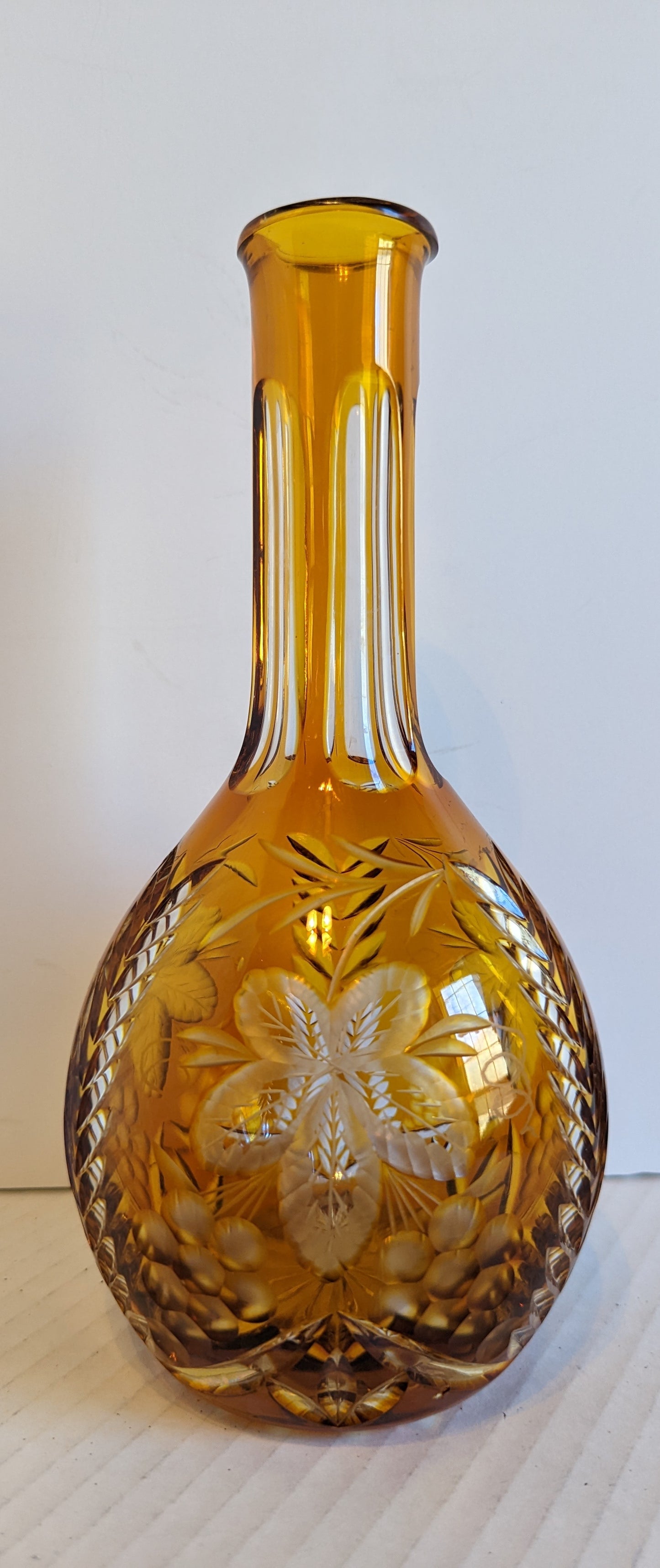 Vintage Crystal Amber Cut to Clear Decanter