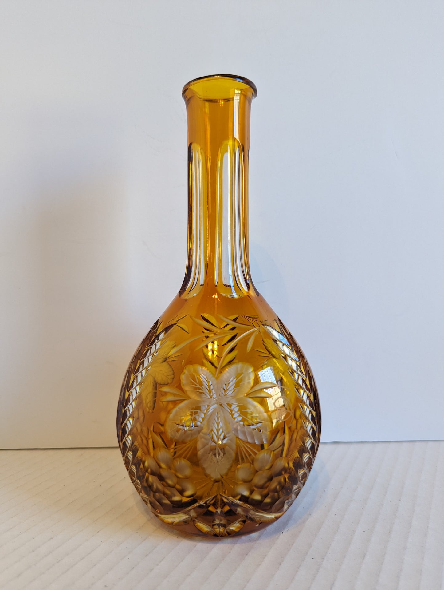 Vintage Crystal Amber Cut to Clear Decanter