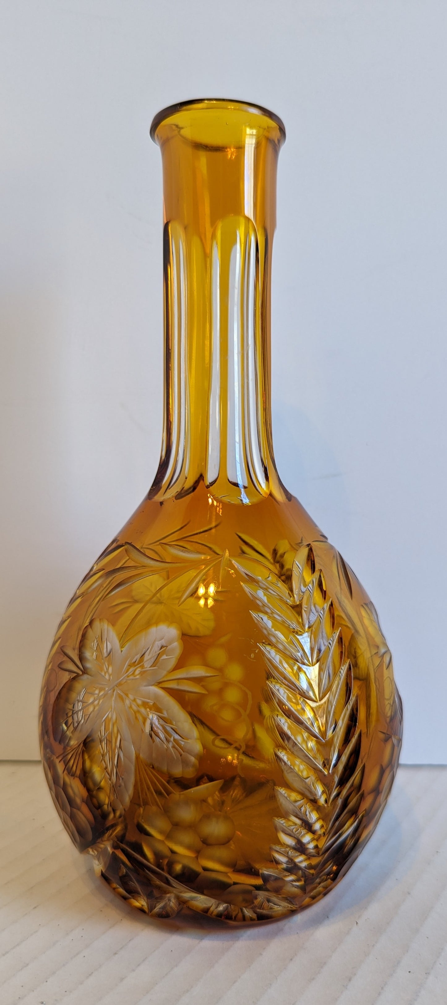 Vintage Crystal Amber Cut to Clear Decanter