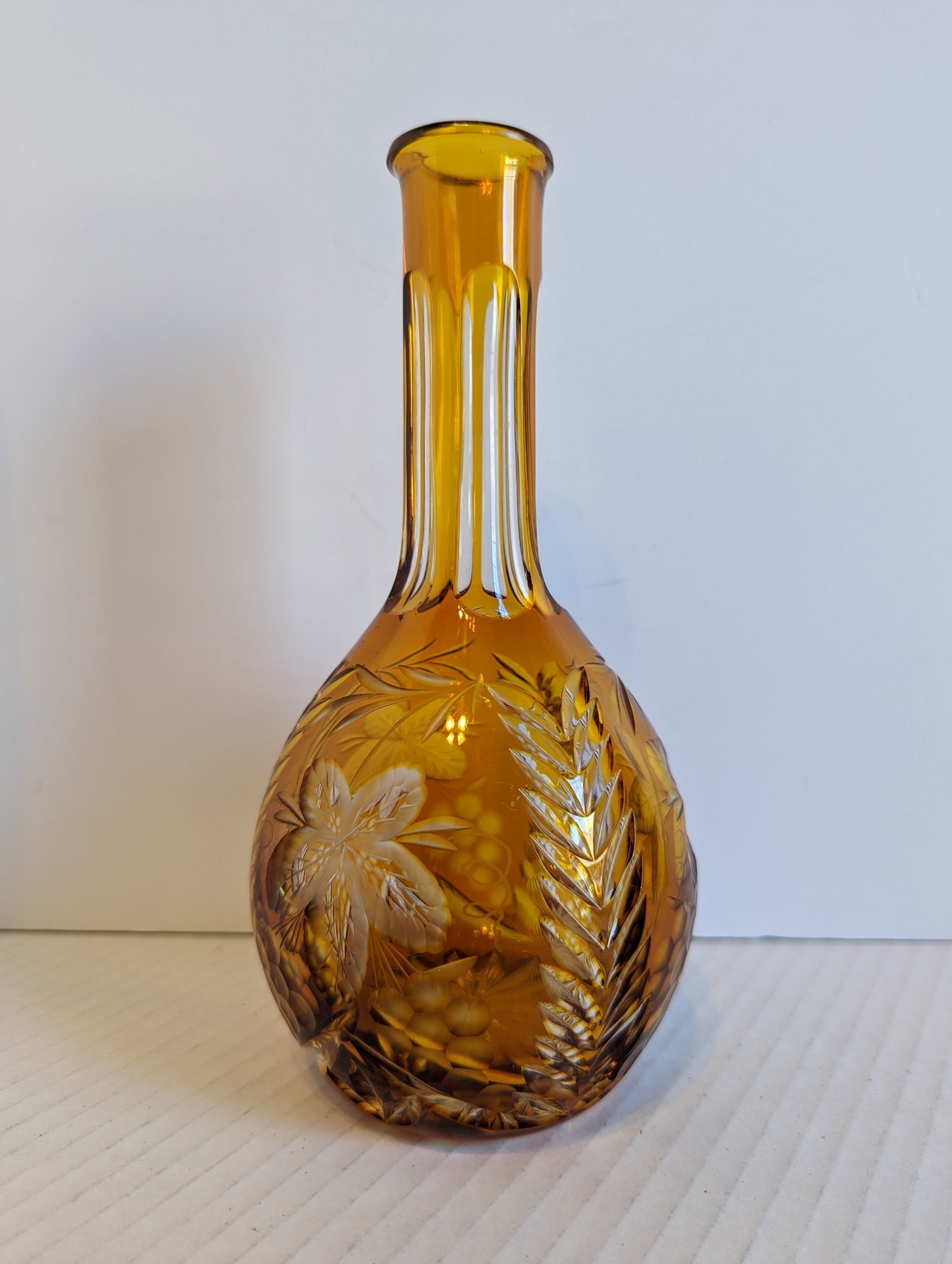 Vintage Crystal Amber Cut to Clear Decanter