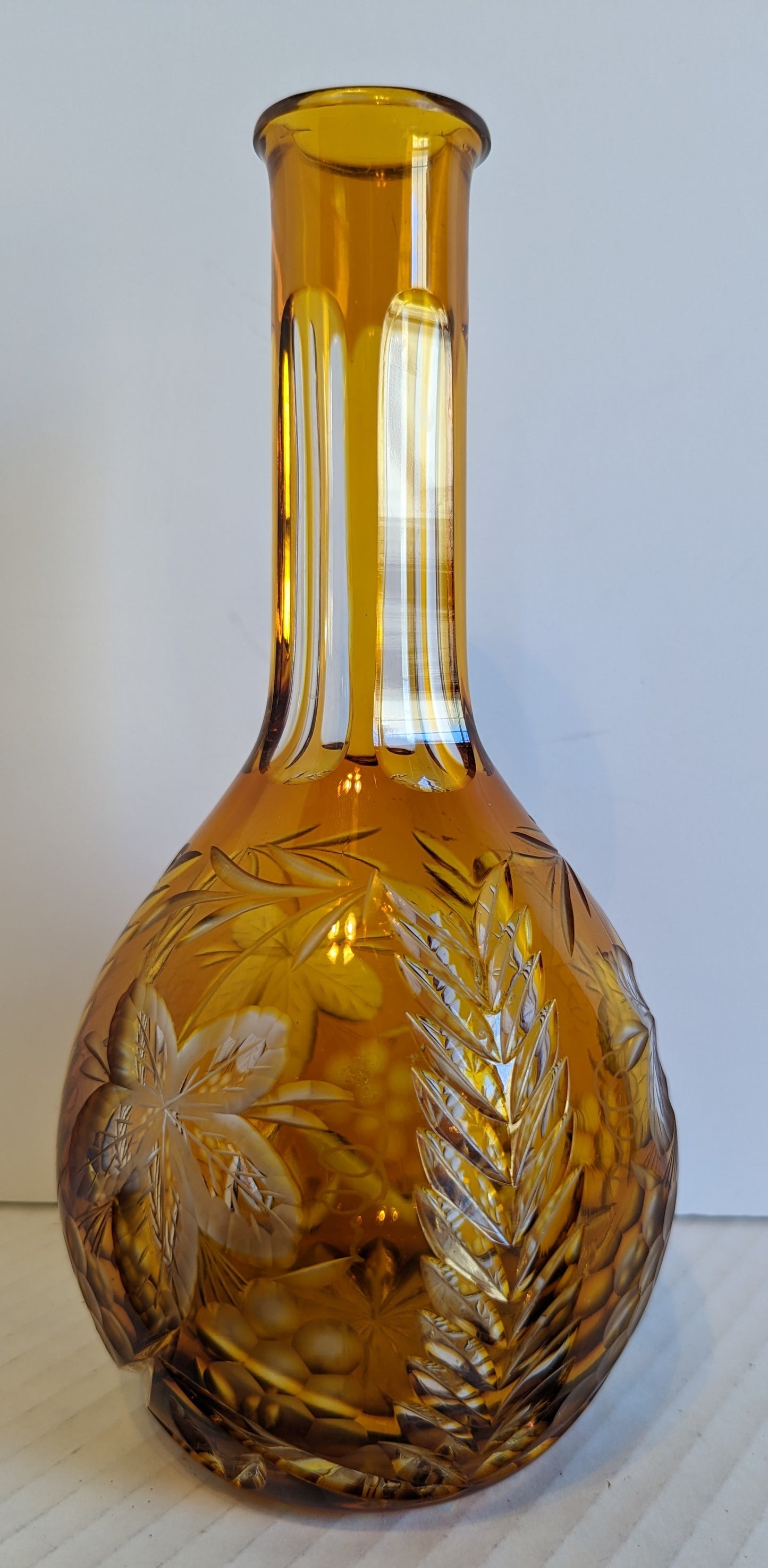 Vintage Crystal Amber Cut to Clear Decanter