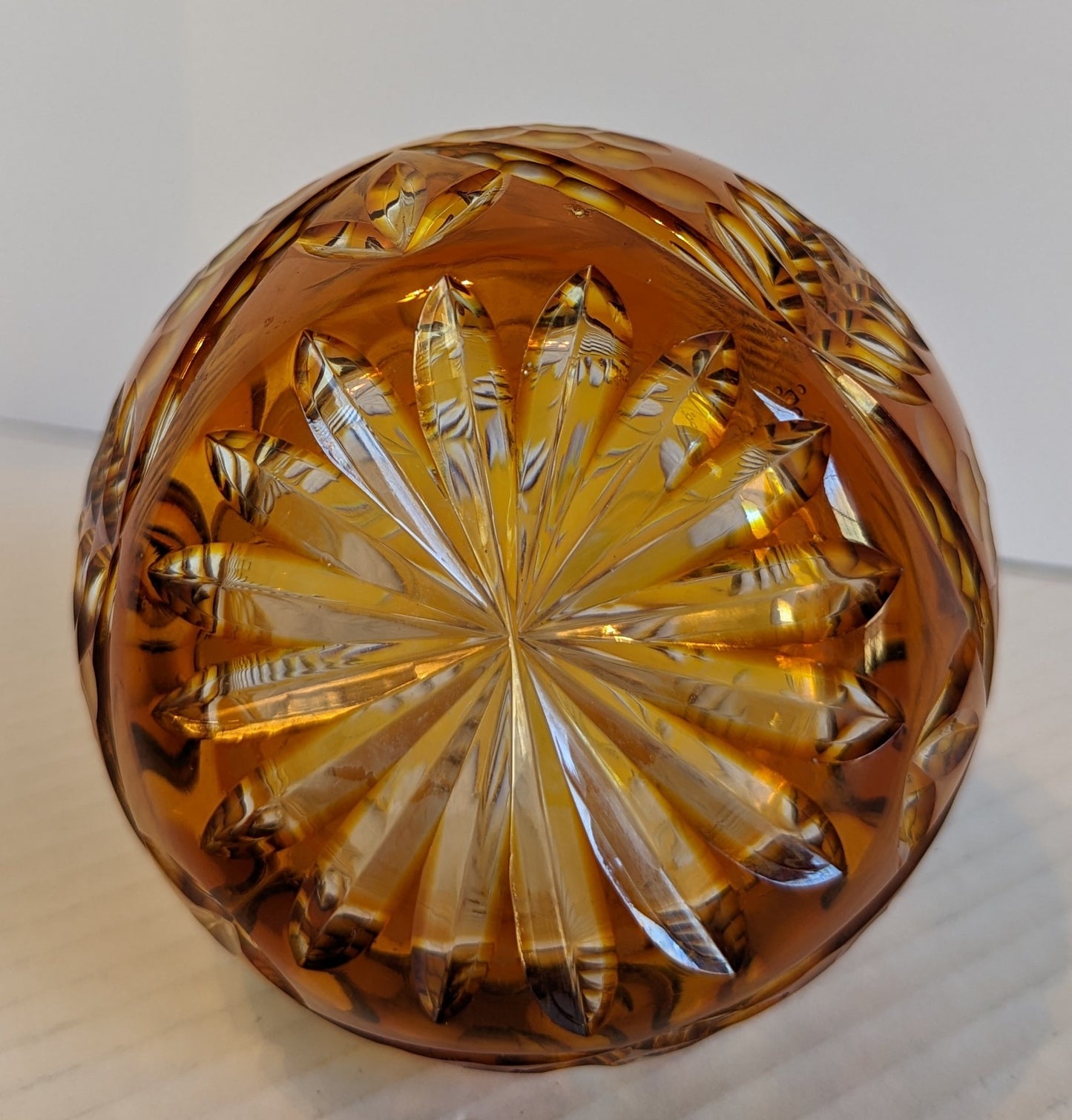 Vintage Crystal Amber Cut to Clear Decanter