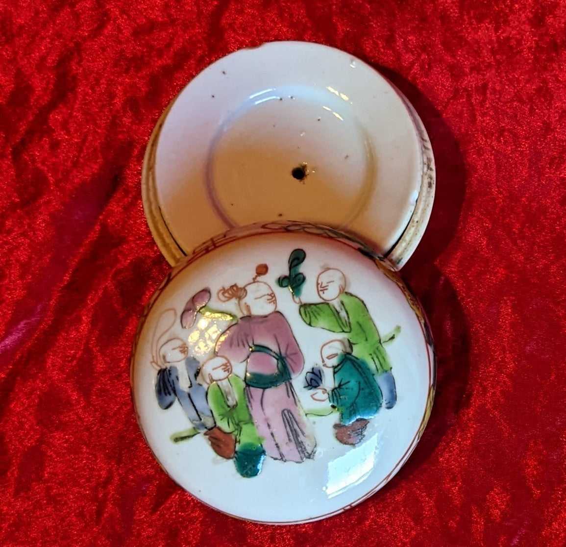 Antique 1900's Famille Rose Porcelain Paste Box Dish