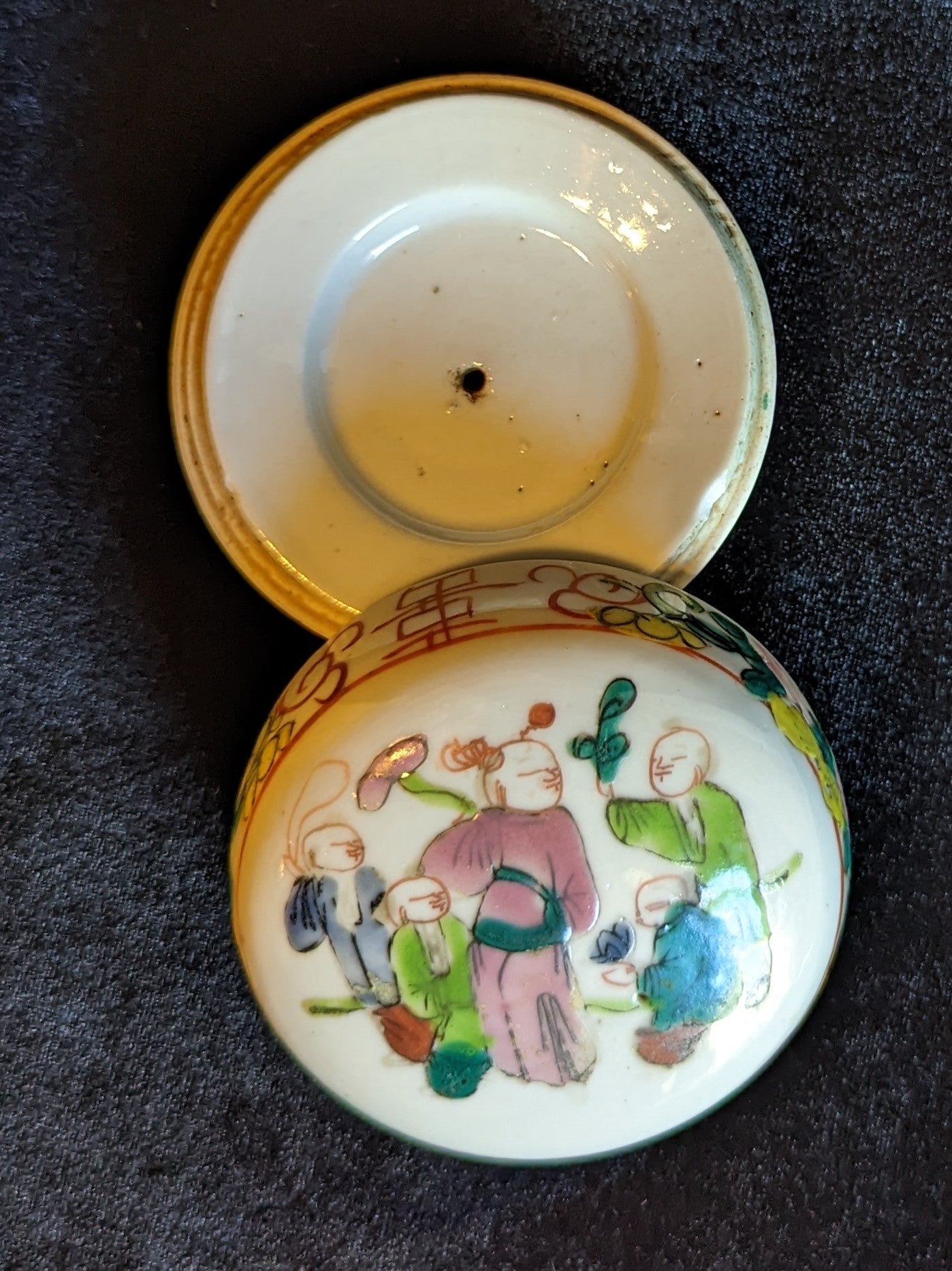 Antique 1900's Famille Rose Porcelain Paste Box Dish