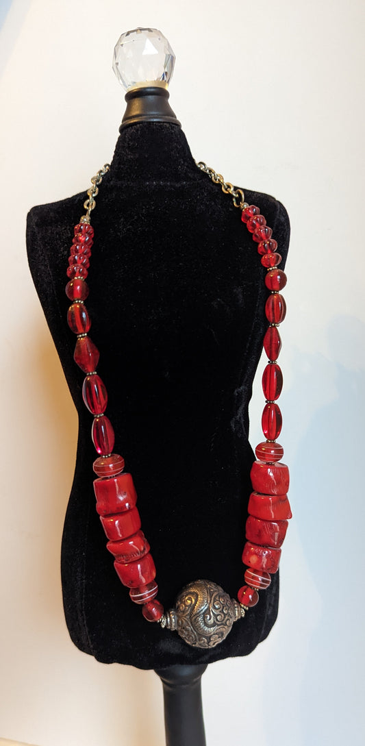 Red Coral Chunky Necklace