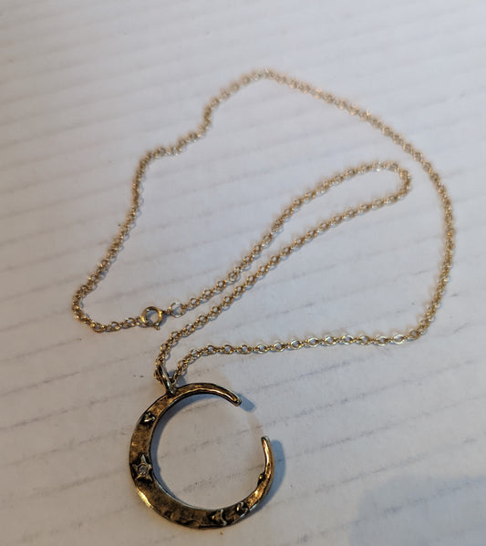 Crescent Moon Diamond Necklace