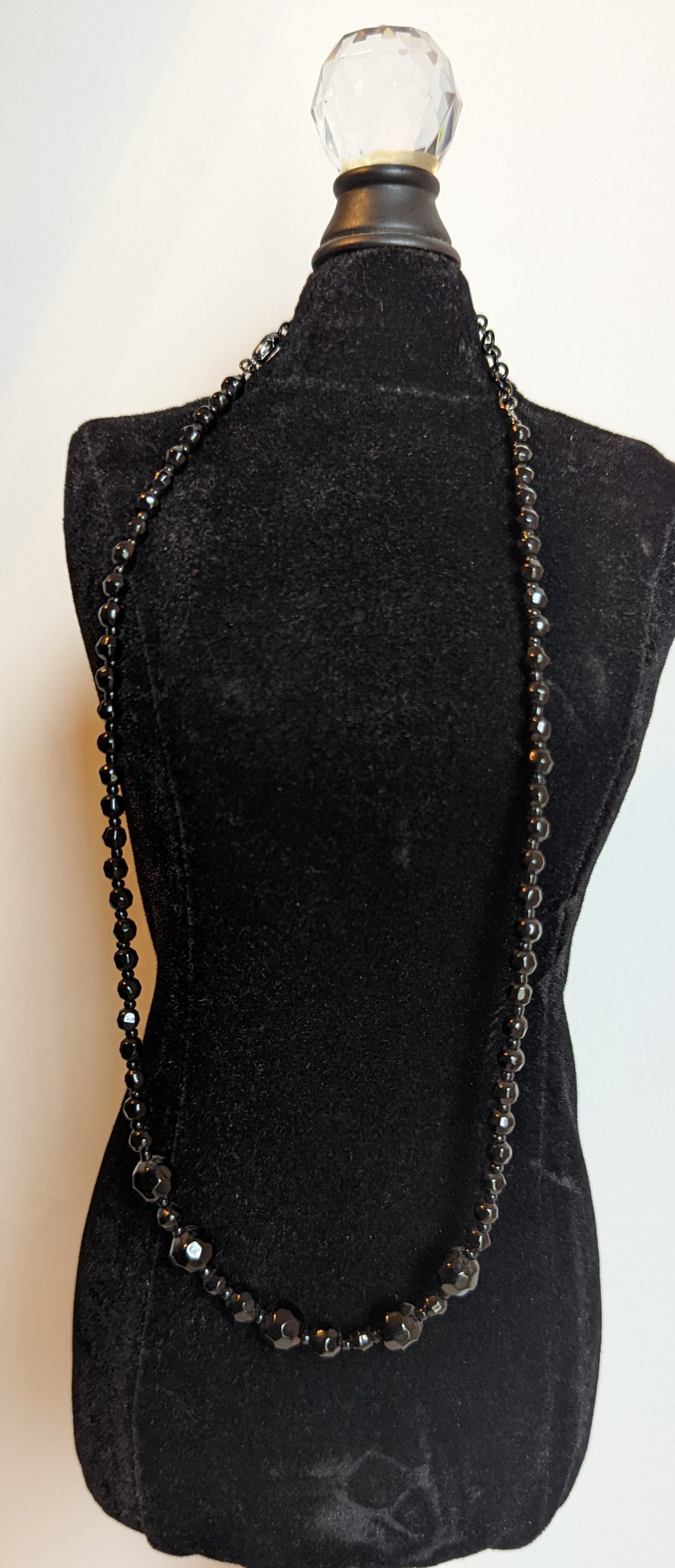 Black Bead Necklace 19.5"