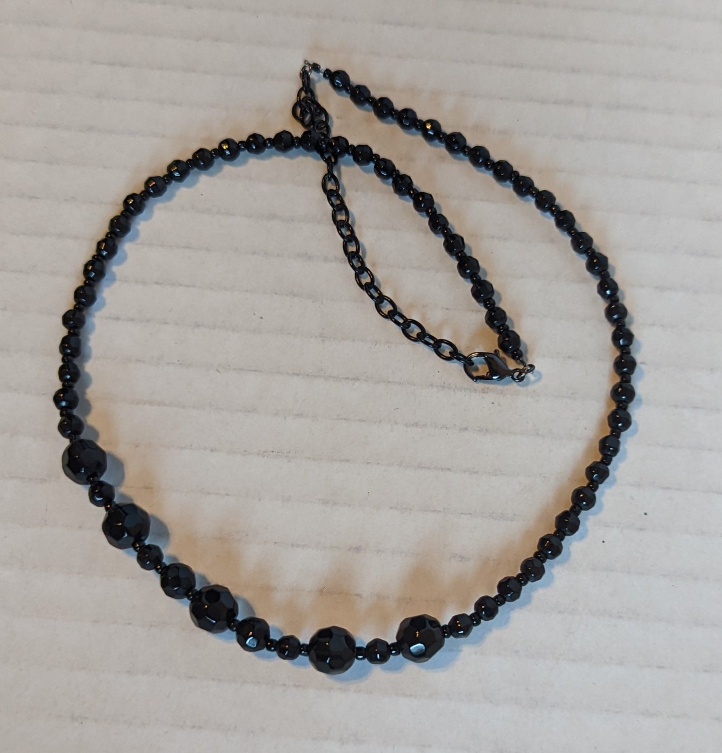 Black Bead Necklace 19.5"