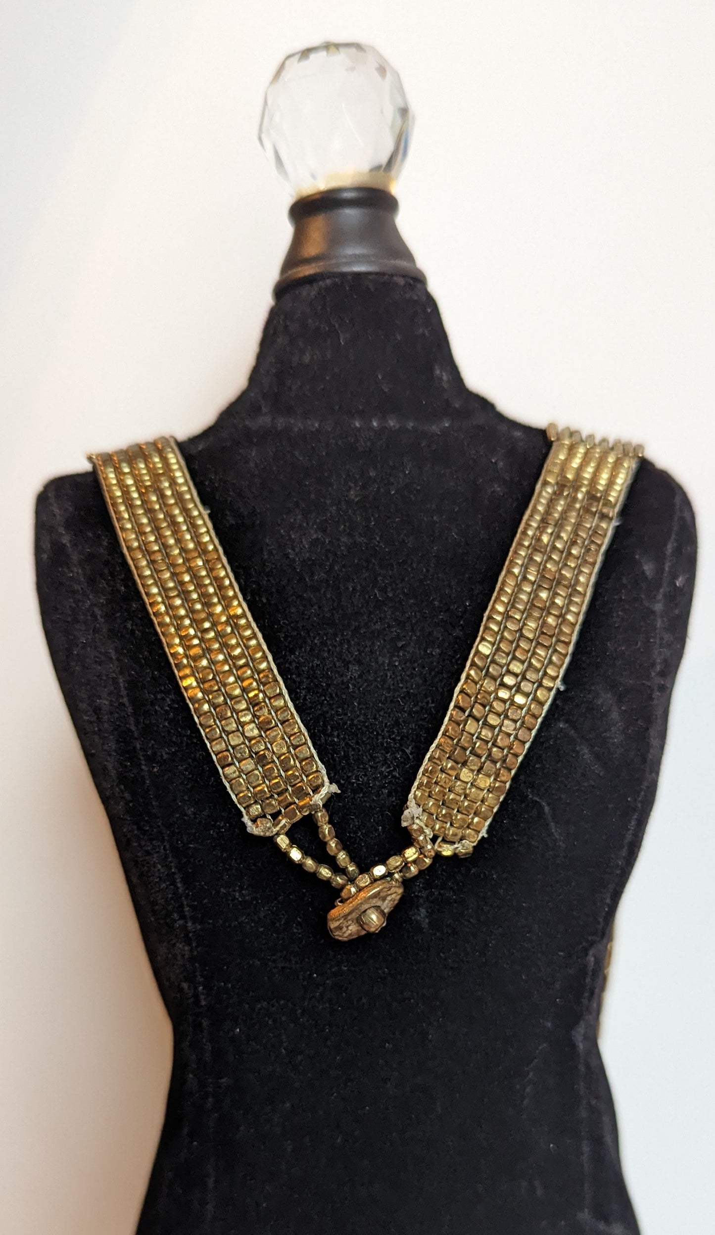 BOHO Style Gold Seed Bead Vintage Necklace 26.5"