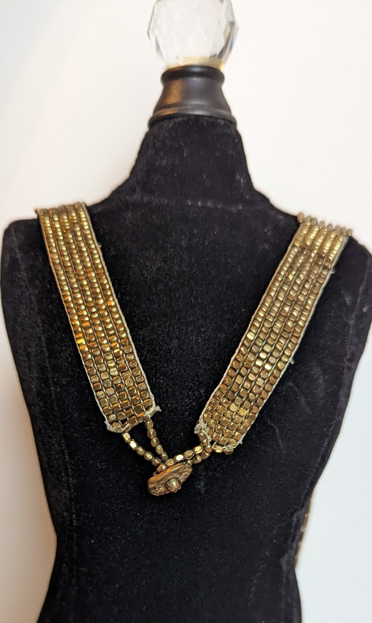 BOHO Style Gold Seed Bead Vintage Necklace 26.5"