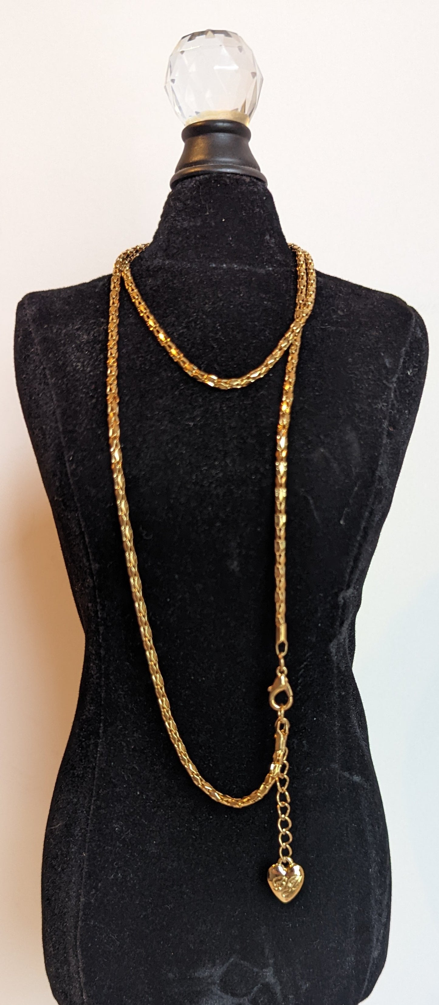 Betsy Johnson Hollow Gold Toned Rope Vintage Necklace 26"