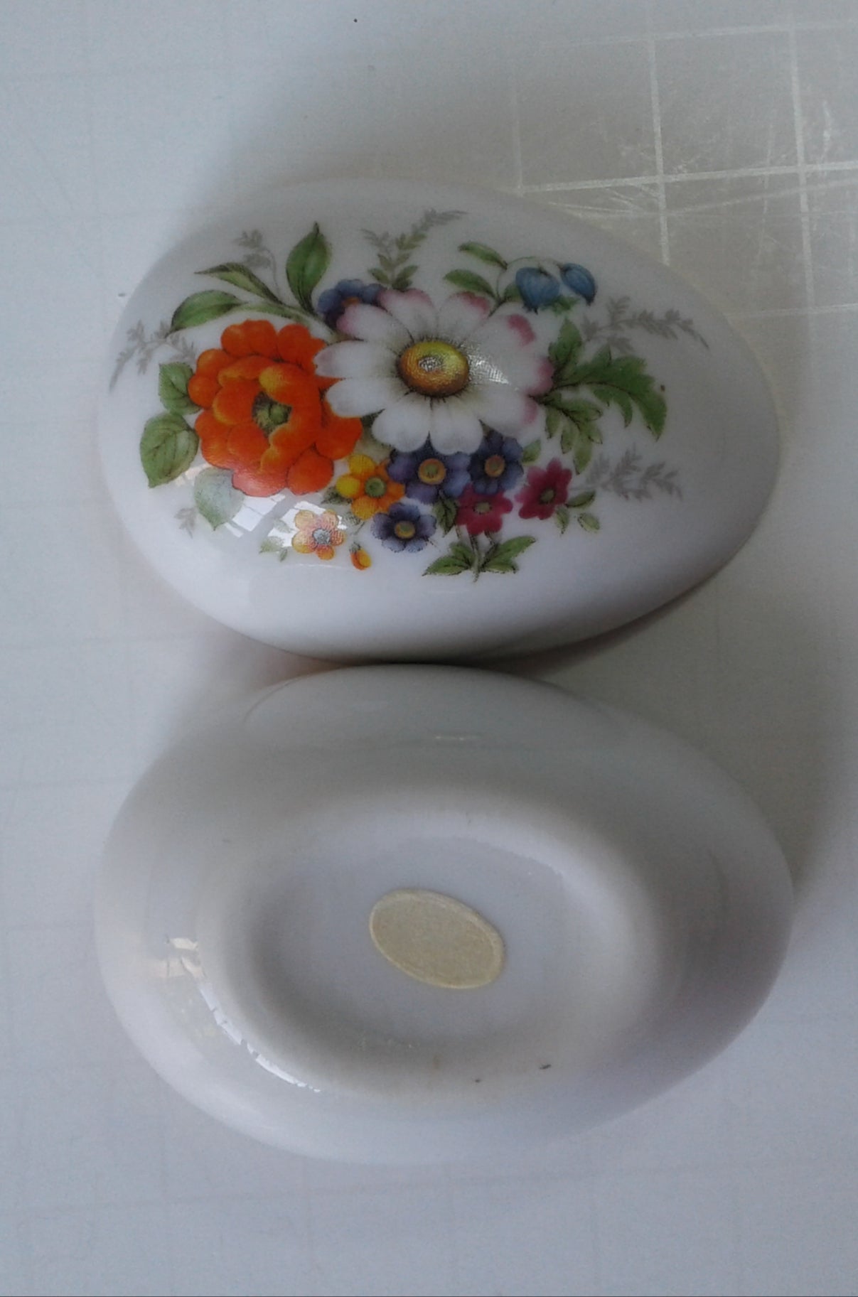 Floral Vintage Egg Shaped Trinket Box