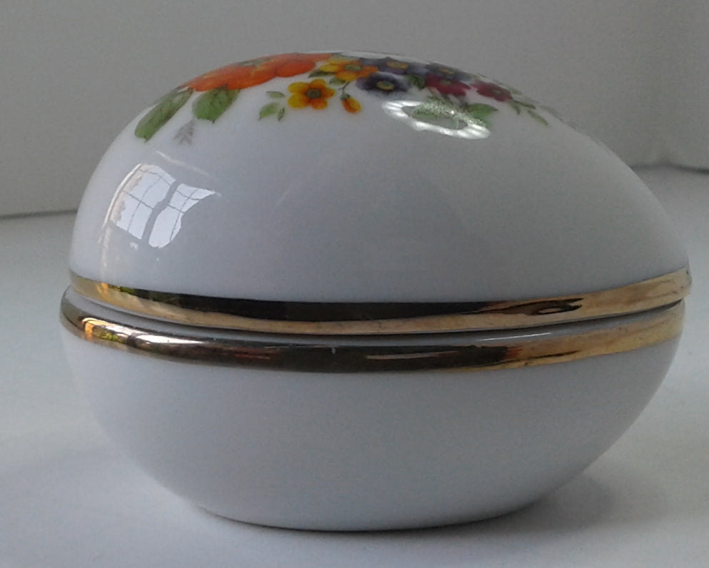 Floral Vintage Egg Shaped Trinket Box