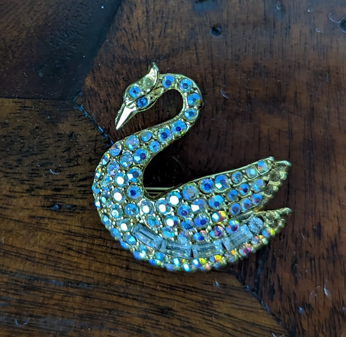 Aurora Borealis Swan Brooch