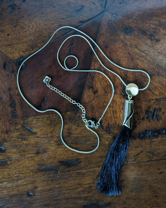 Necklace with Black Silk Pendant