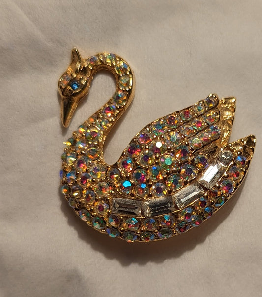 Aurora Borealis Swan Brooch