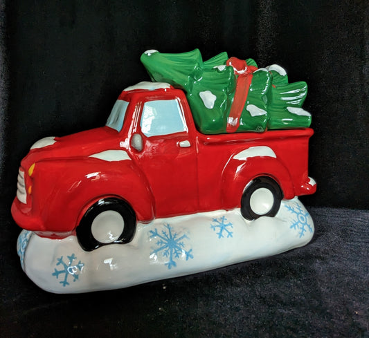 Earthenware, Antique Look, Red Truck Cookie Jar