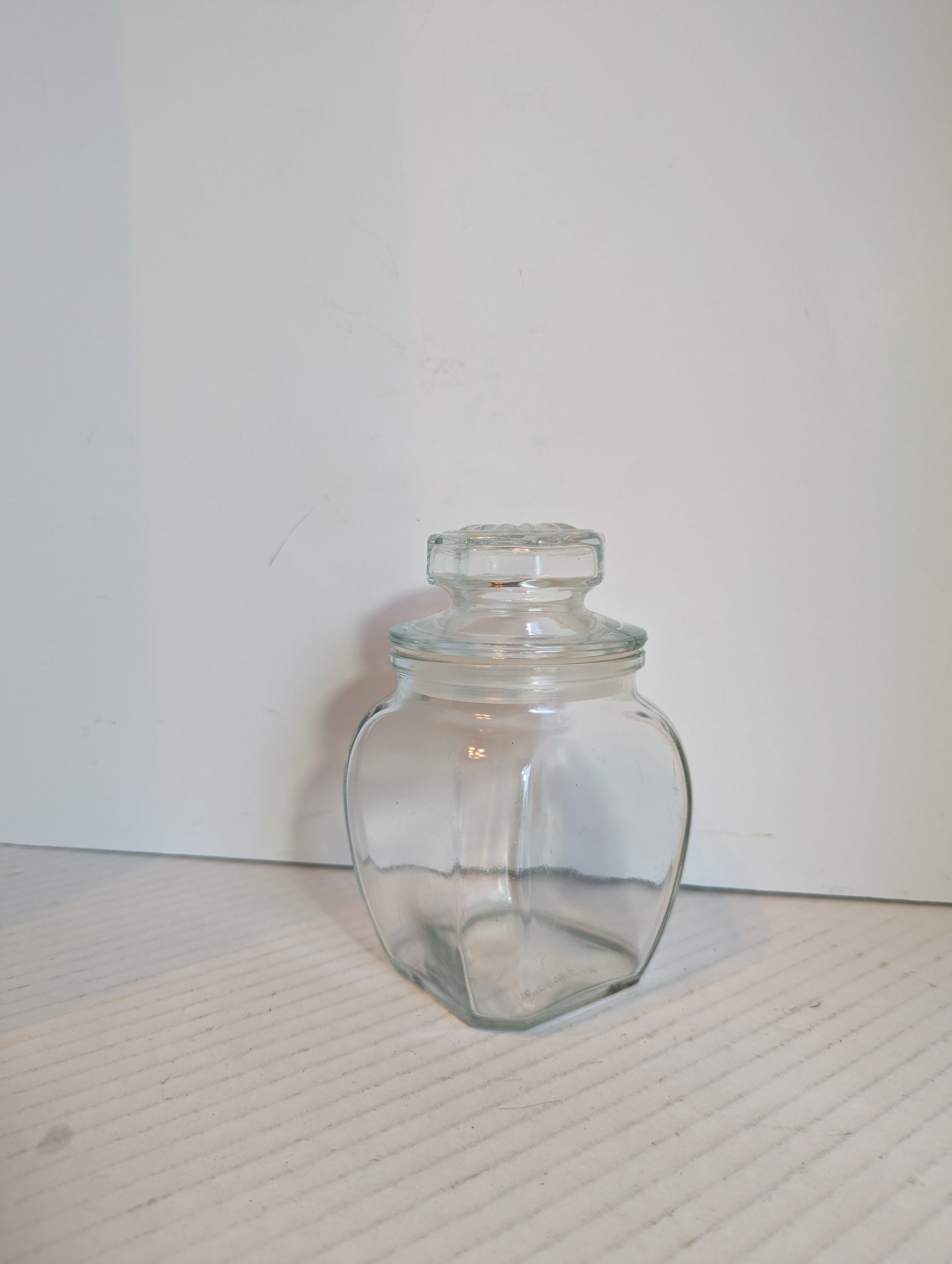 Vintage KIG Indonesia Clear Glass Cookie Jar or Canister With Lid