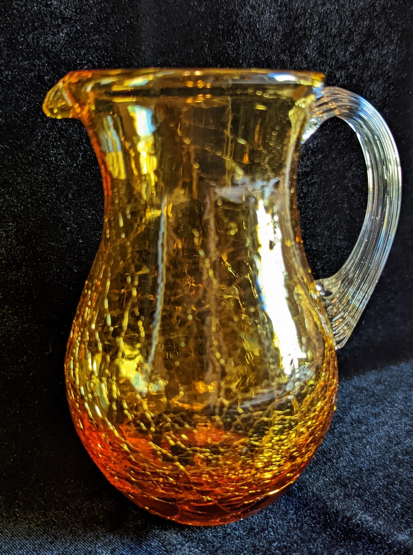 Pilgrim Amber Crackle Glass Vintage Pitcher