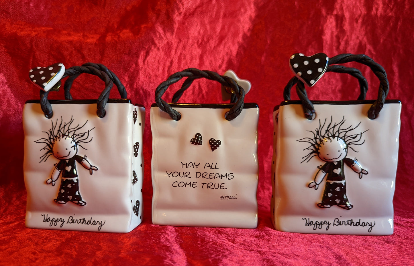 Enesco "Children of the Inner Light" by Marci Vintage Personalized Ceramic Bags (Lot of 3)