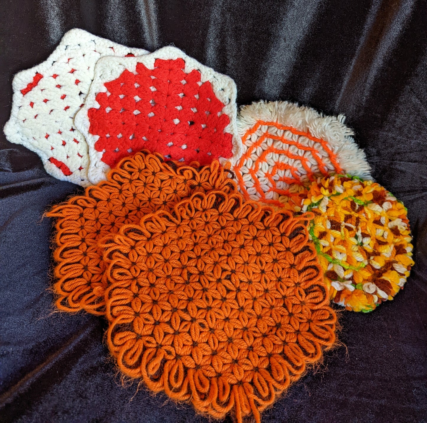 Hand Crocheted Vintage Trivets/Hot Pads (6)