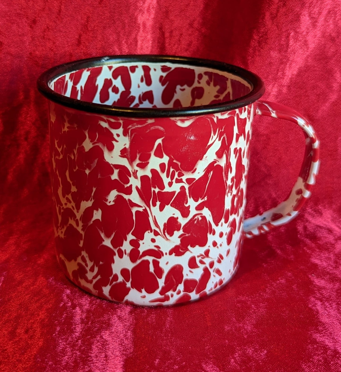 Splatter Red Enamelware Cup