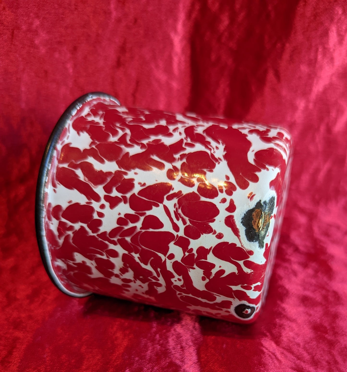 Splatter Red Enamelware Cup