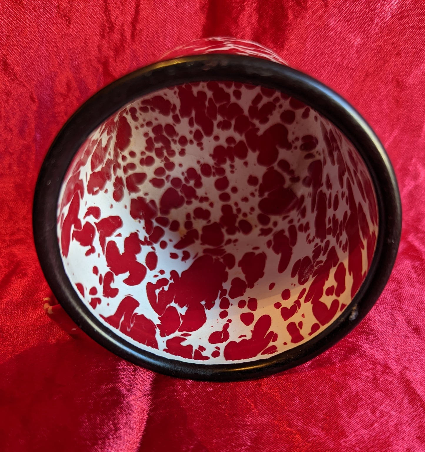 Splatter Red Enamelware Cup