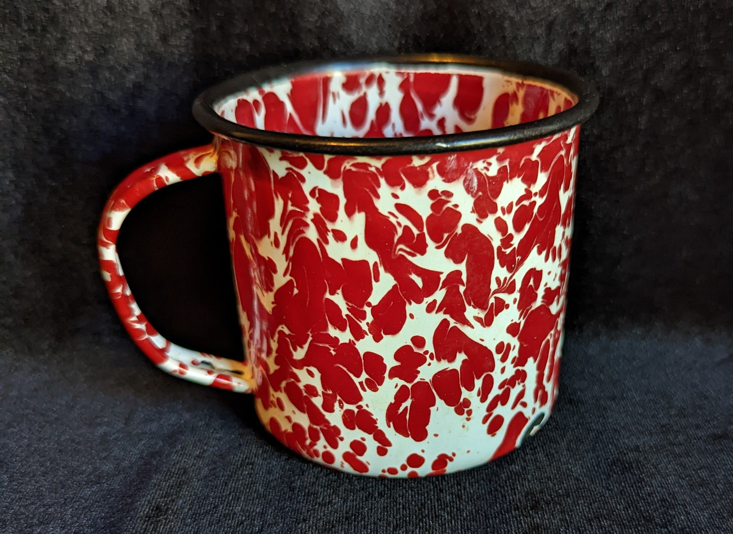 Splatter Red Enamelware Cup