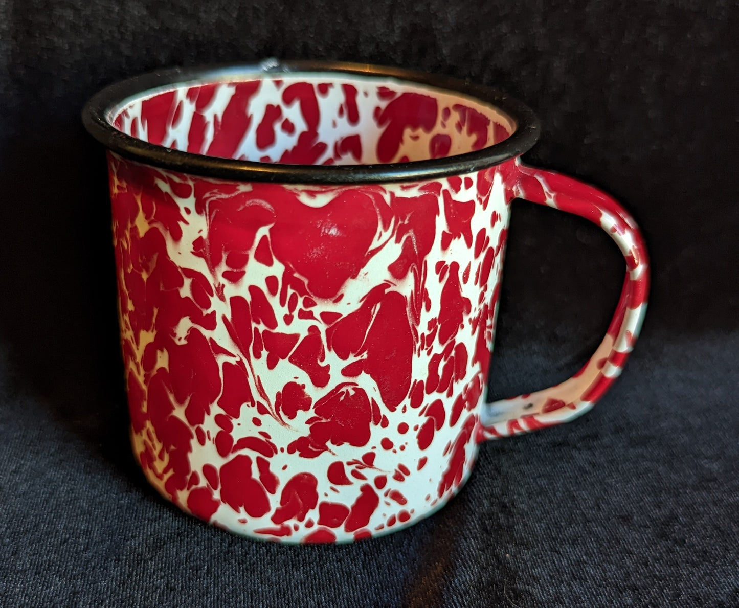 Splatter Red Enamelware Cup