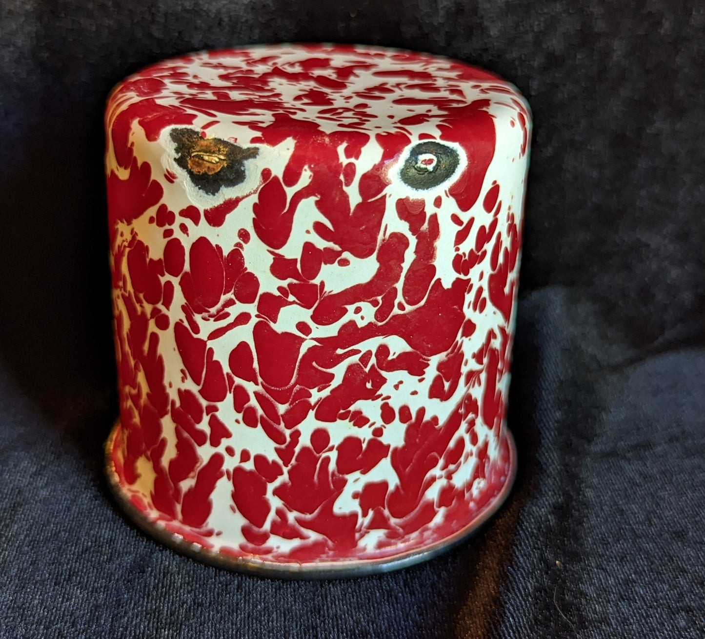 Splatter Red Enamelware Cup